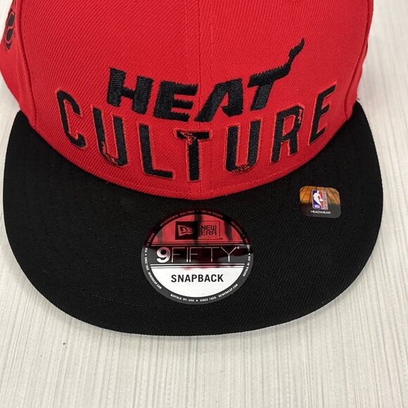 Miami Heat New Era 9fifty SnapBack Blood Red Heat Culture Hat Cap One Size NEW - Picture 2 of 6